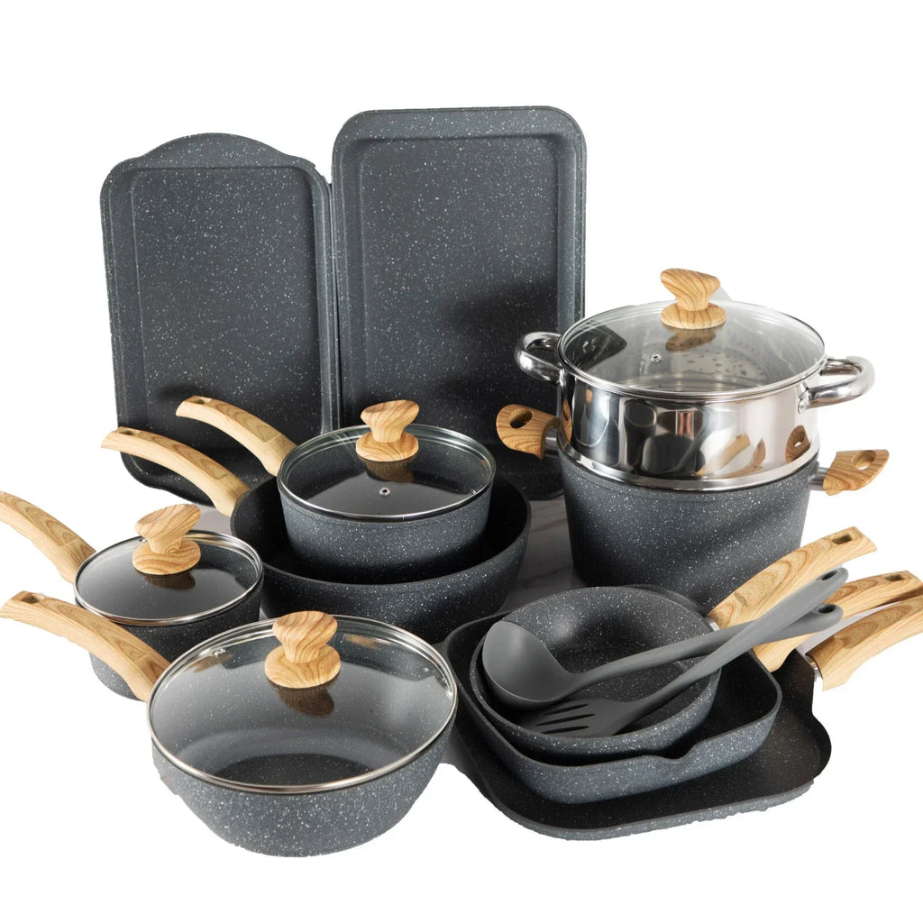 17Piece Pots and Pans Set Nonstick Induction Cookware Set Granite Coated Pot Set