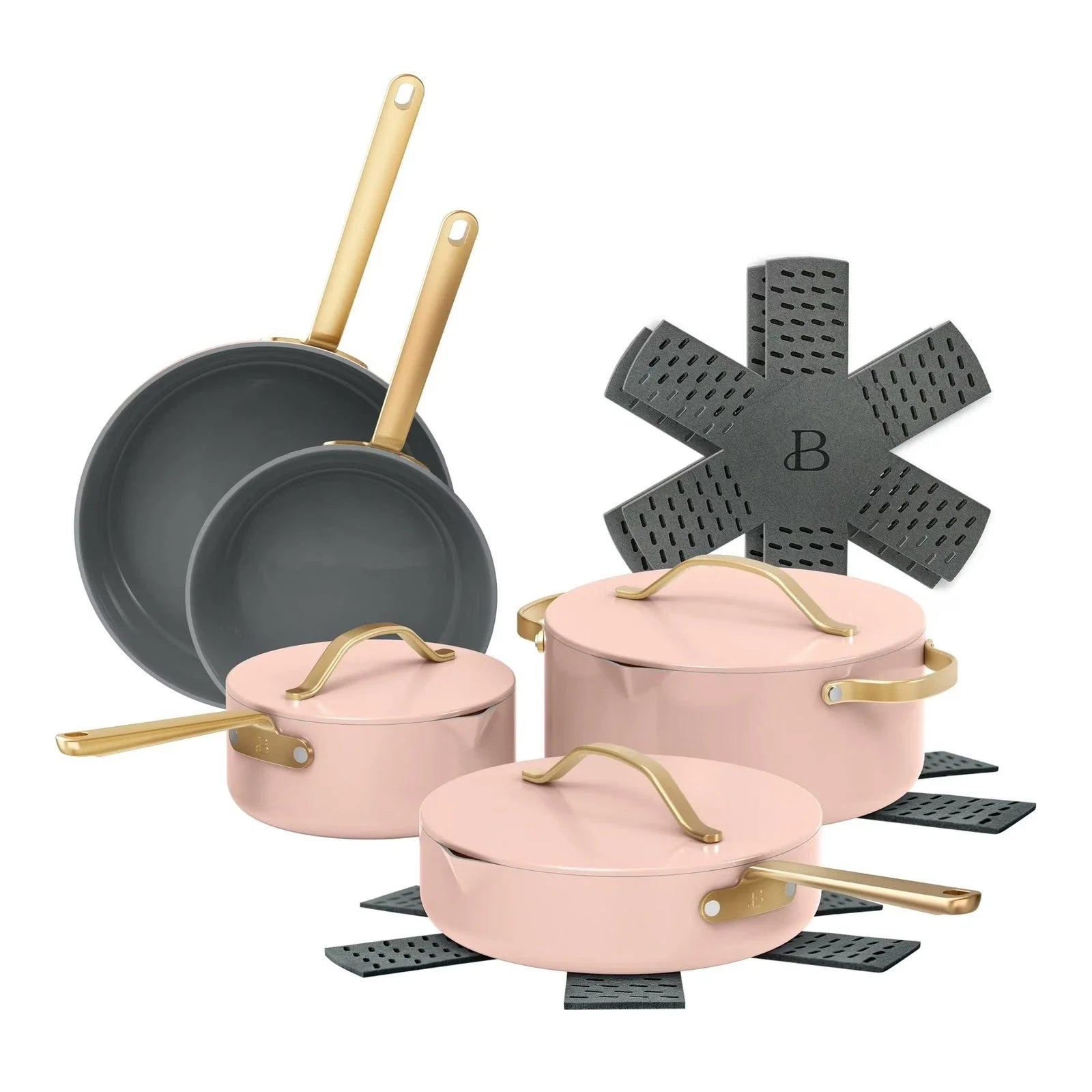 12pc Ceramic Non-Stick Cookware Set with Strainer Lids