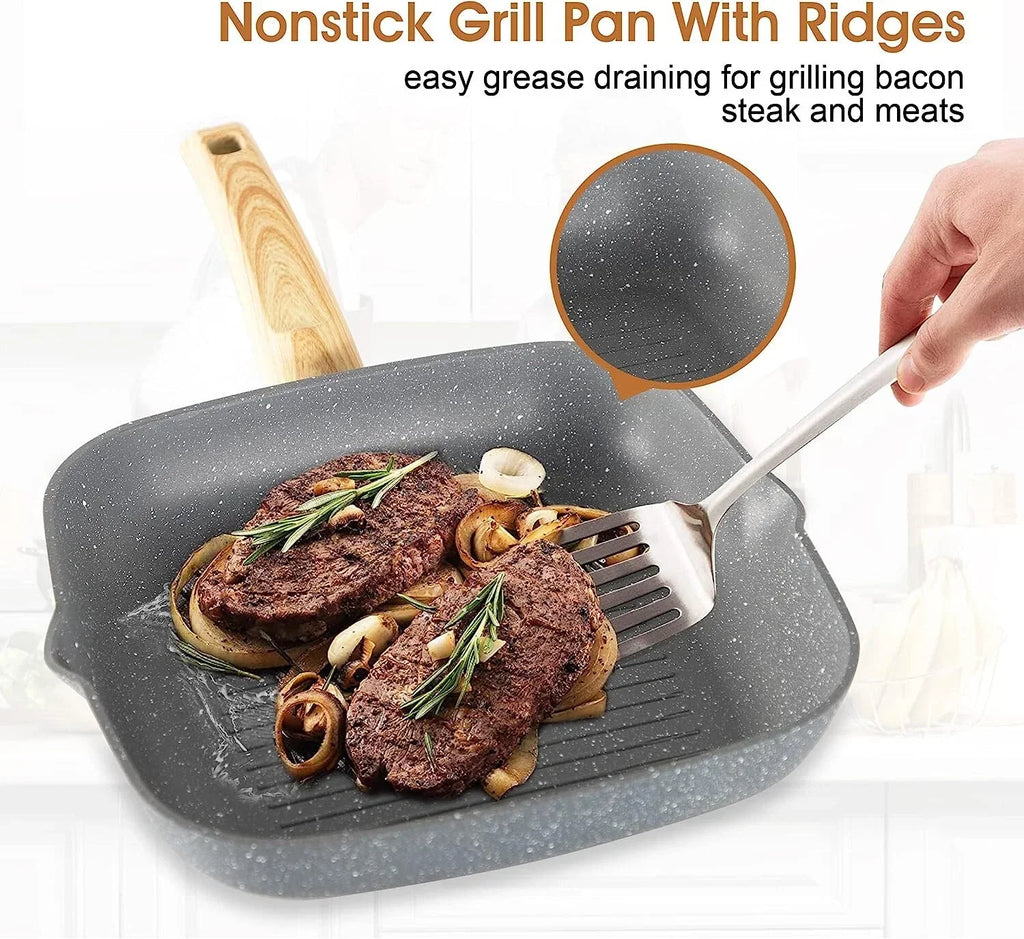 17Piece Pots and Pans Set Nonstick Induction Cookware Set Granite Coated Pot Set