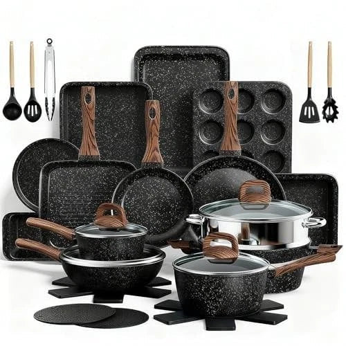 Pots and Pans Set Non Stick, 31 Piece Kitchen Induction Cookware & Bakeware