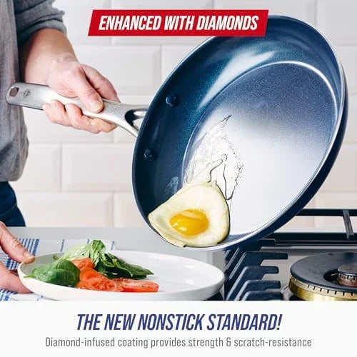 Blue Diamond 11 Piece Cookware Set, Diamond Infused PFAS & PFOA-Free Ceramic ...