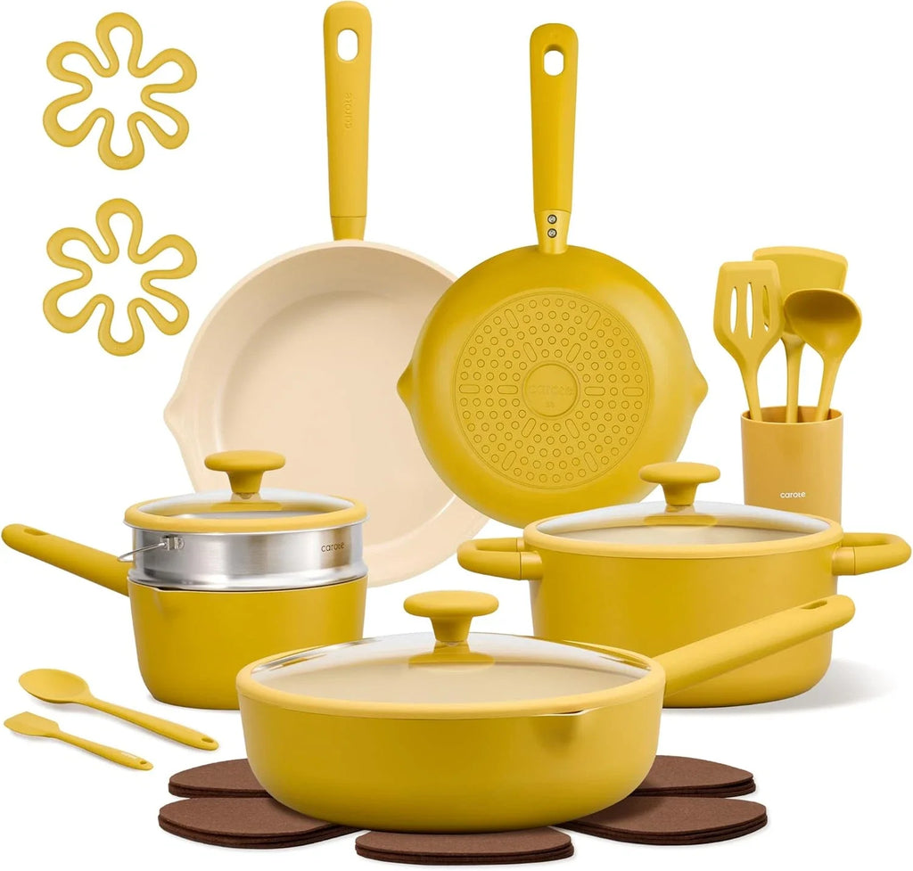 21Pcs Nonstick Ceramic Cookware Set, Healthy Kitchen Cooking Set